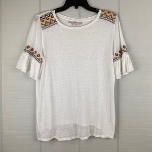 LOFT White Embroidered Top